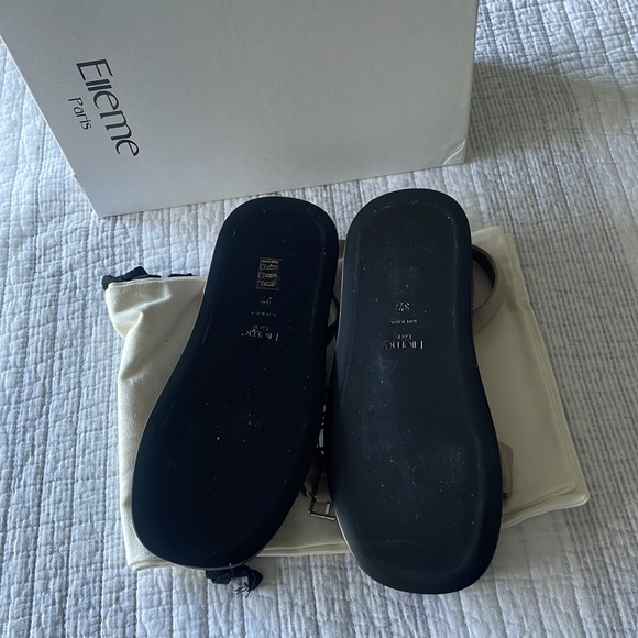 Elleme Chouchou Ruched Ankle-Strap Leather Platform Sandals Taupe. - Picture 4 of 9